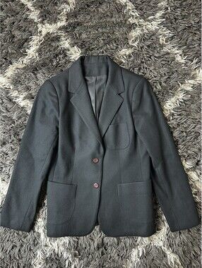 Vintage 70s Barclay Square USA Made 100% Wool Black Blazer Jacket Women Size 10